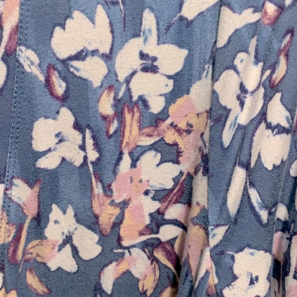 Matty M XXL Short Sleeve Faux Wrap Dress Slate Blue pink White Florals - Picture 6 of 6